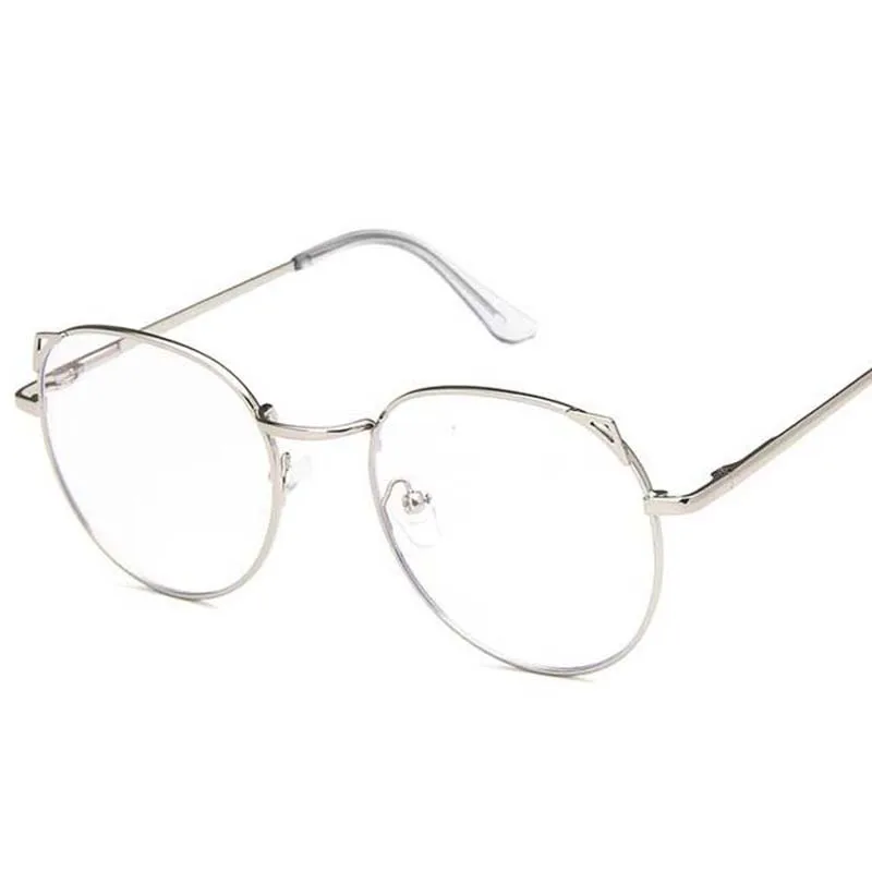 Металлические кошачьи уши, близорукость, очки для женщин и мужчин, круглые близорукие, прозрачные очки-1-1,5-2-2,5-3-3,5-4-4,5-5-6 - Цвет оправы: silver frame