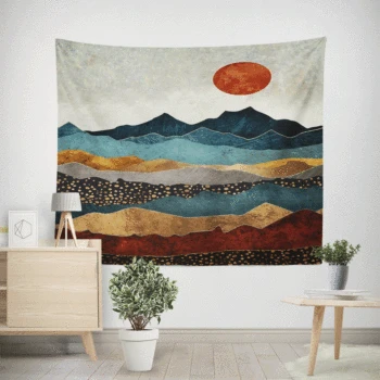

Digital Printed Tapestry Popular Decorative Background Cloth Tapestry Red Sun Mountain Mexican Decor wall decor bedroom