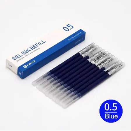 only 10pcs blue ink Новые гелевые ручки Xiaomi Mijia, 10 шт., без колпачка, 0,5 мм, цилиндрическая ручка, черная ручка, белая, гладкая, швейцарская, заправка MiKuni, японские чернила, черные - Цвет: only 10pcs blue ink