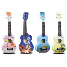 Ukulele 21 Polegada pintados à mão padrão dos desenhos animados 4 cordas uke baixo cordas instrumento musical perfeito para iniciantes