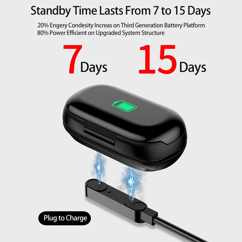 Smart Watch Bracelet Bluetooth Wireless Earphone 2 in 1 Heart Rate Monitor for Sports FKU66