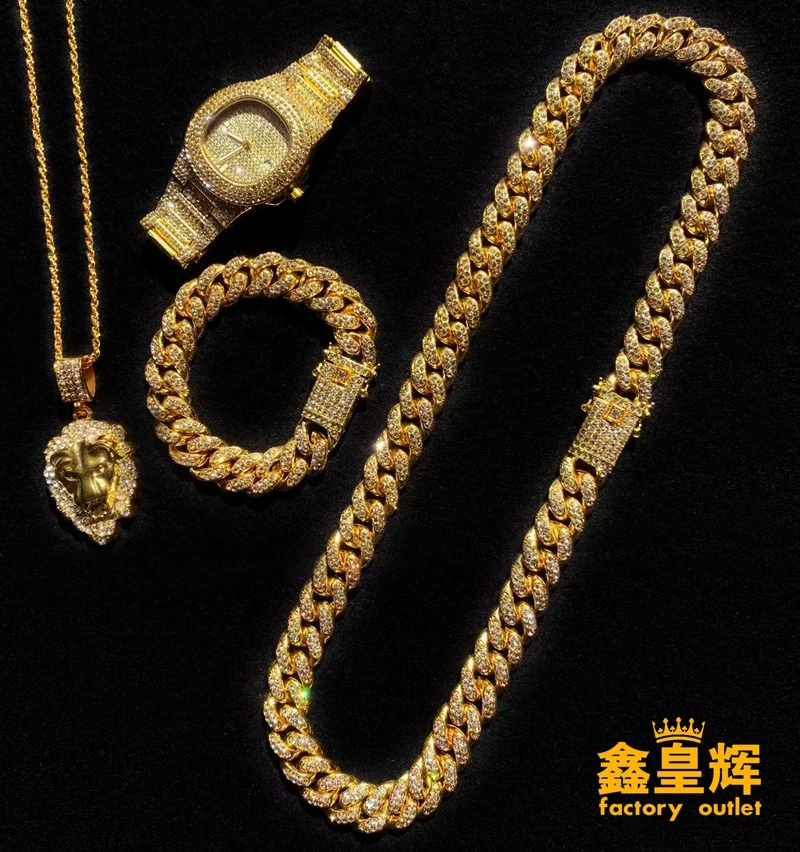 Мужские роскошные золотые часы браслет с имитацией льва комбинированный костюм