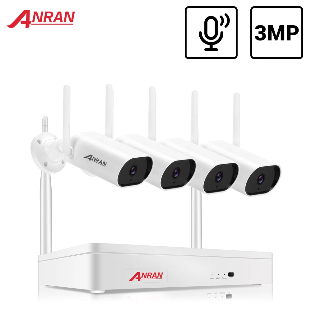 US $94.99 ANRAN 3MP Wireless Surveillance Camera System Waterproof CCTV System Video Surveillance Kit Audio Camera Night Vision NVR Set
