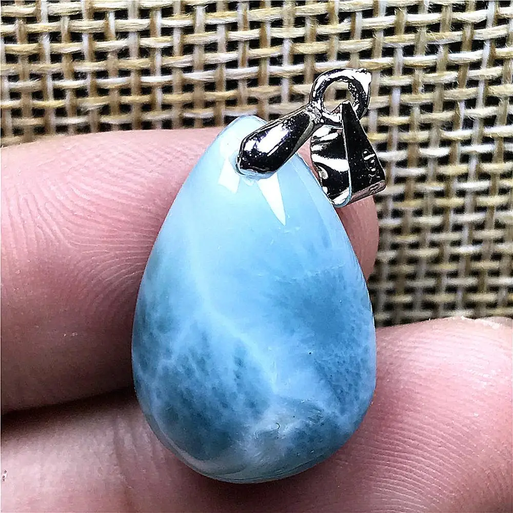 Натуральный Синий Larimar Цепочки и ожерелья подвеска для обувь для мужчин и женщин; 20x13x7 мм бусины Доминика кристально чистой водой узор Лаки Ювелирные изделия с драгоценными камнями