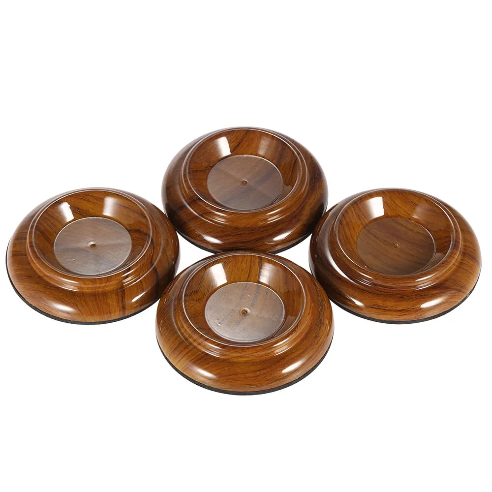 

4pcs/set Double Round Acrylic Upright Piano Caster Cups w/ Rose Wood Pattern & EVA Anti-slip Mat