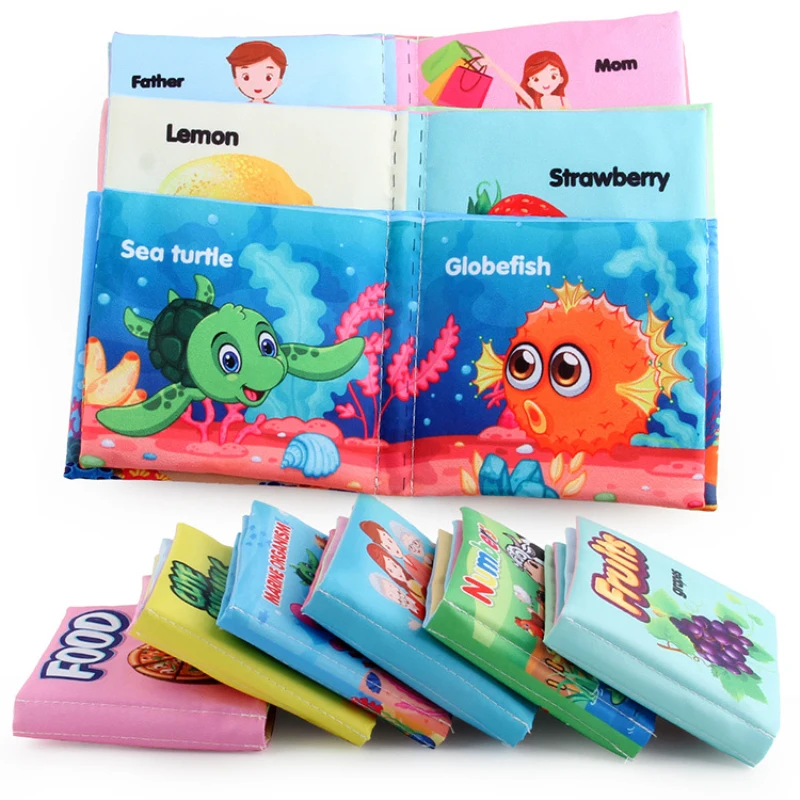 Libro de tela para bebé, puzle para bebé, ropa libro infantil, libros silenciosos para bebé, cochecito educativo, juguetes con sonajero, sonido interactivo para padres e hijos