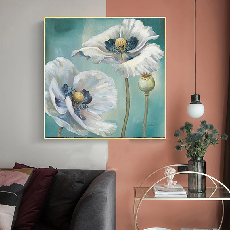 

Canvas Painting Nordic Flower Posters and Prints Oil Painting Abstract Poppy Wall Pictures for Living Room Cuadros Home Decor