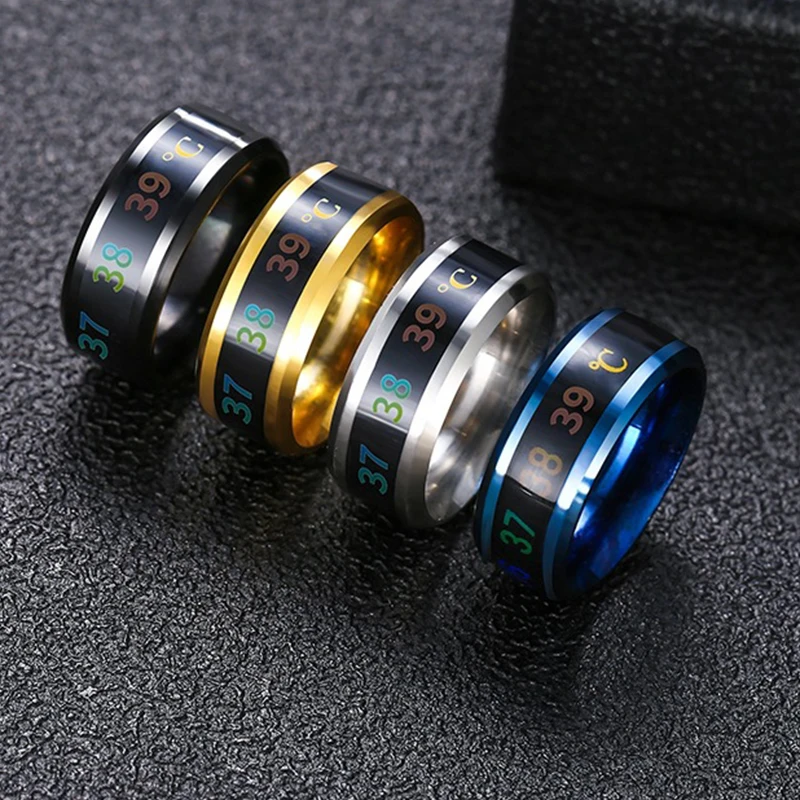 2020 nuevo temperatura anillo de acero inoxidable de humor emoción sentimiento inteligente sensible a la temperatura anillos para los hombres y las mujeres