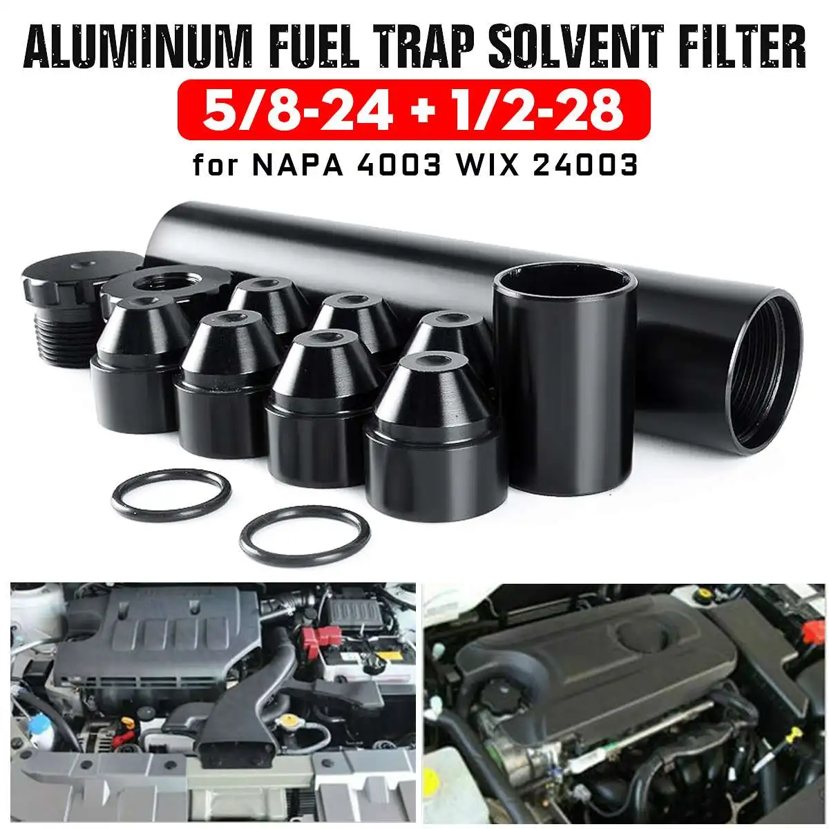 Алюминий 16x1/2-28+ 5/8-24 автомобильный топливный фильтр автомобиля растворитель сеть-ловушка для Напа 4003, 24003 1-3/4 ''x10'' 1,70''