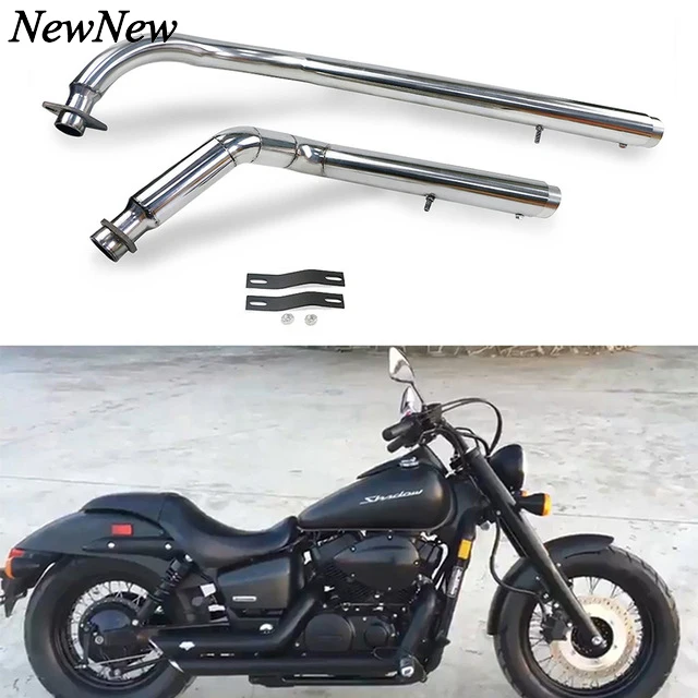 Chrome Для Honda Shadow VT750 VT 750 Spirit 750 Phantom 750 Aero VT750 глушитель выхлопной трубы со съемным глушителем хром черный - Цвет: Chrome