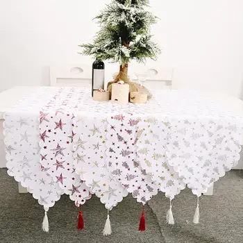 

Xmas Tree Star Christmas Tablecloth Dining Table Runner Party Holiday Decor
