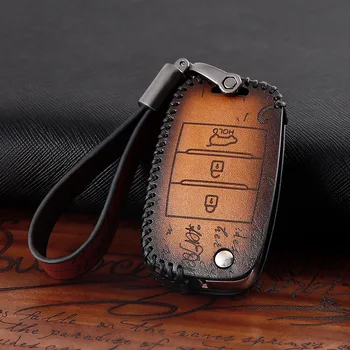 

Genuine Leather Car Key Case Cover for Kia Soul Forte Cerato Cadenza K7 cee'd Optima/Magentis K5 Picanto/Morning Ray Rio5 Pride