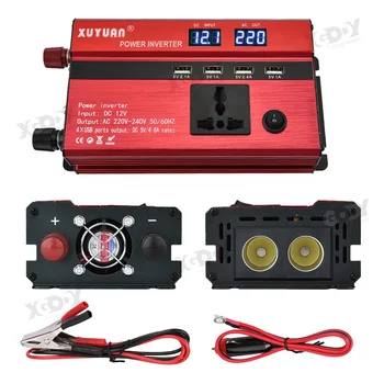 

3000W Watt DC 12V / 24V à AC 110V / 220V Adaptateur Portable InverterrConverter Onde sinusoïdale modifiée 4Pcs USB