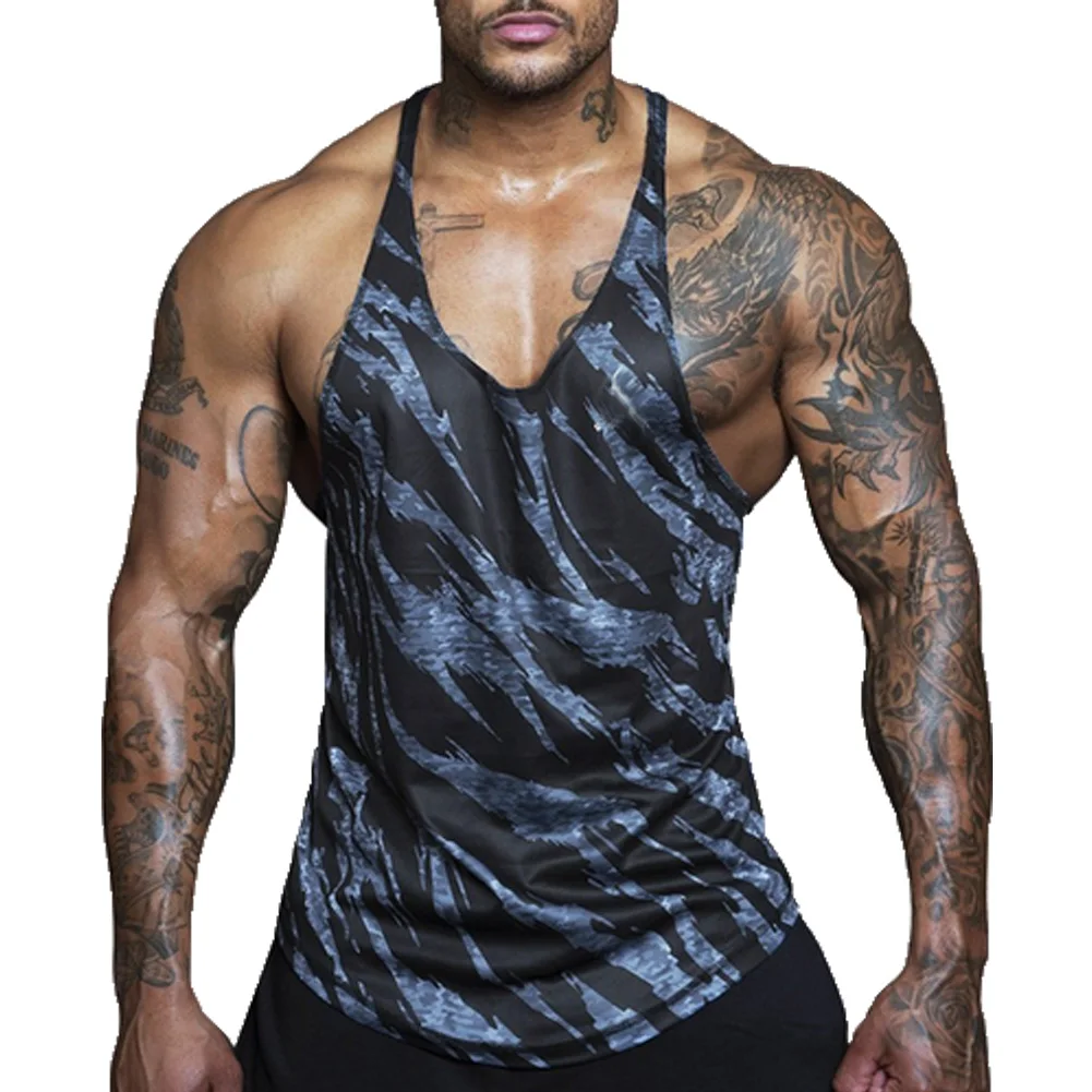 Gym Men Bodybuilding Camo Sleeveless Single Tank Top Muscle Stringer