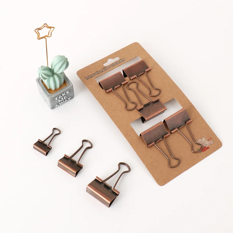 Clip retrò in bronzo Clip multifunzionale a coda di rondine Clip per carta da ufficio Clip per raccoglitori Raccoglitori Accessori per ufficio Materiale Oficina - immagine 4
