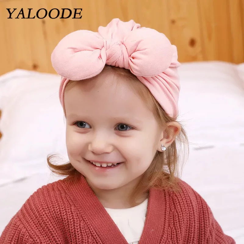 

YALOODE 16 Colors Baby Hat Cotton Bow Cap Newborn Photography Props Baby Girl Turban Spring Autumn Infant Beanie Caps
