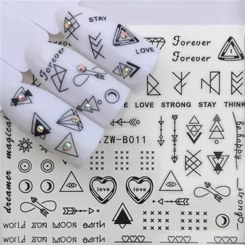 

Cheap nail art sticker tattoo butterfly rose Geometric figure for 3D manicure tip decoration water transfer nail decals FW002