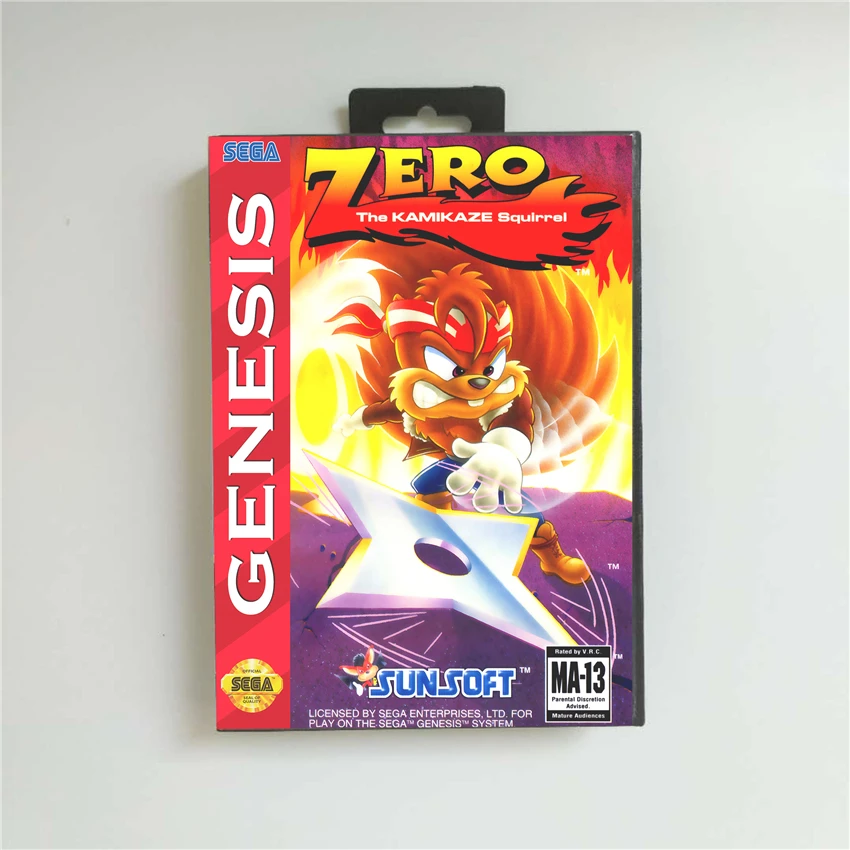 Zero the Kamikaze Squirrel - USA Cover With Retail Box 16 Bit MD Game Card for Sega Megadrive Genesis Video Console | Электроника