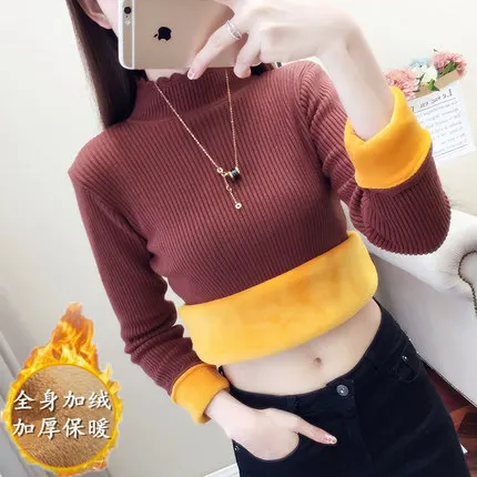 OHCLOTHING, новинка, женский свитер, высокий воротник, пуловер с воротником, свитер, ремонт, нижний свитер, хорошее качество, купить свитер, 11 цветов - Цвет: Caramel