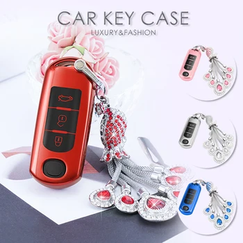 

Luxury Diamond Car Key Case Cover Crystal Keychain TPU Shell Holder For Mazda 6 Mazda 3 Axela Atenza CX-7 CX-9 CX-5 CX5 15-18