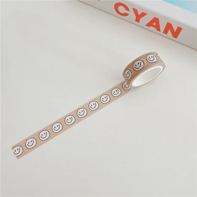 Ins Simple Cartoon Comic Smiley Washi Tape Scrapbooking DIY Decor Journal Korean Tape Cute Tape Paper Diary Stationery Sticker 1Pc D
