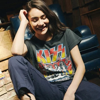 

Graphic Print Band Tee Women Summer 2020 New O Neck Short Sleeve Pullover Tops Vintage Streetwear Casual T Shirt Female
