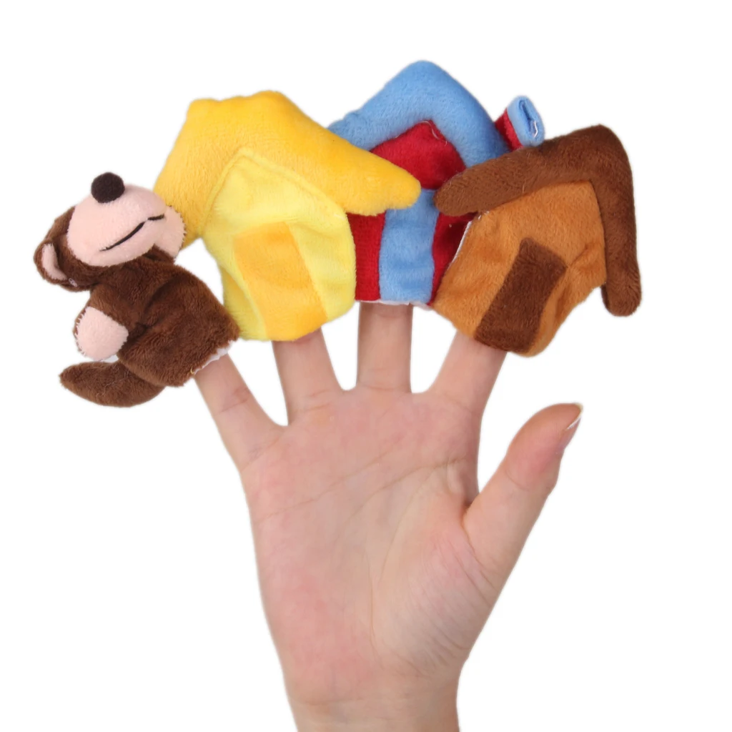 5/8/10Pcs Cartoon Animal Family Finger Puppet Role Play Tell Story Cloth Doll Educational Toys For Children Kids Gifts