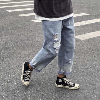 

Summer Wide Leg Jeans for Men Korean Loose Ripped Jeans Men Streetwear Comfortable Denim Pants Men Clothes 2020