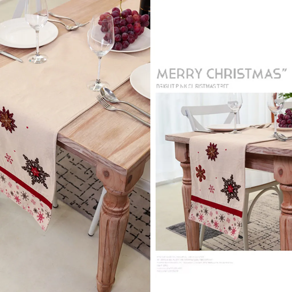 best selling products Christmas Cotton And Linen Snowflake Table Flag Restaurant Tablecloth home decoration accessories