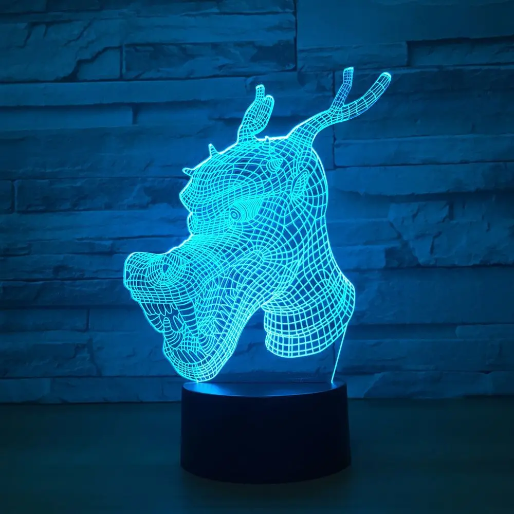 [Seven Neon] дракон Огненный Дракон акриловая 7 цветов Настольная лампа 3D лампа детский подарок Новинка Светодиодный Ночник светильник Сокол миллениума светильник - Испускаемый цвет: Тёплый белый