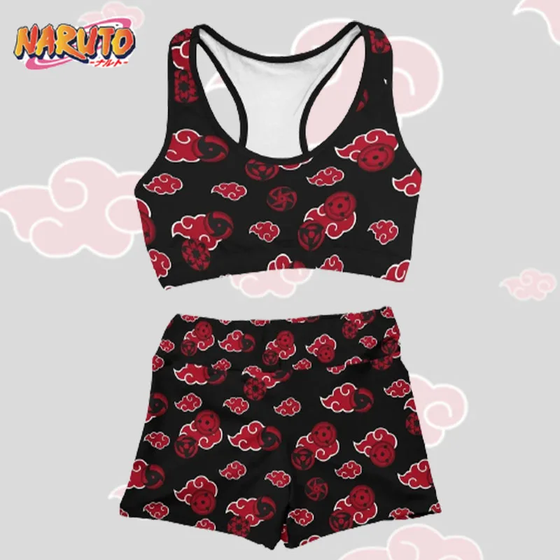 Naruto Akatsuki Red Cloud Women Sportswear Yoga Set Workout Clothes