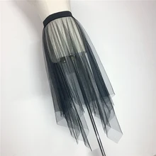 Весенне-летняя Женская длинная юбка, Женская Повседневная кружевная Тюлевая юбка миди с высокой талией, эластичная Асимметричная юбка