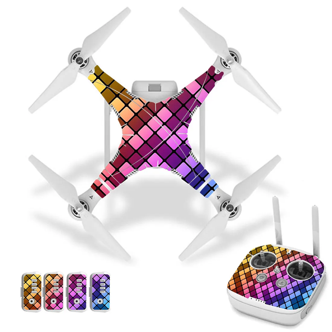 

Colorful Block Style Vinyl Skin Sticker for DJI Phantom 3 Drone And Remote Controller 0047