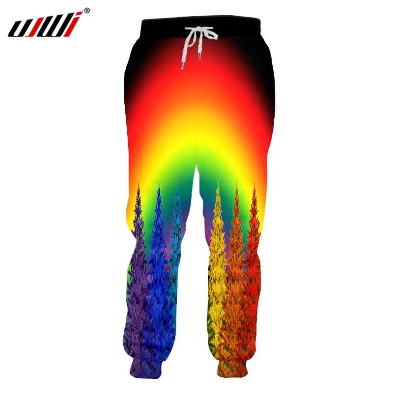 

UJWI 2020 3d Print Men/Women Sweatpants Colorful Rainbow Christmas Tree Holiday gift Casual Sweat Pants Joggers Cool Pants
