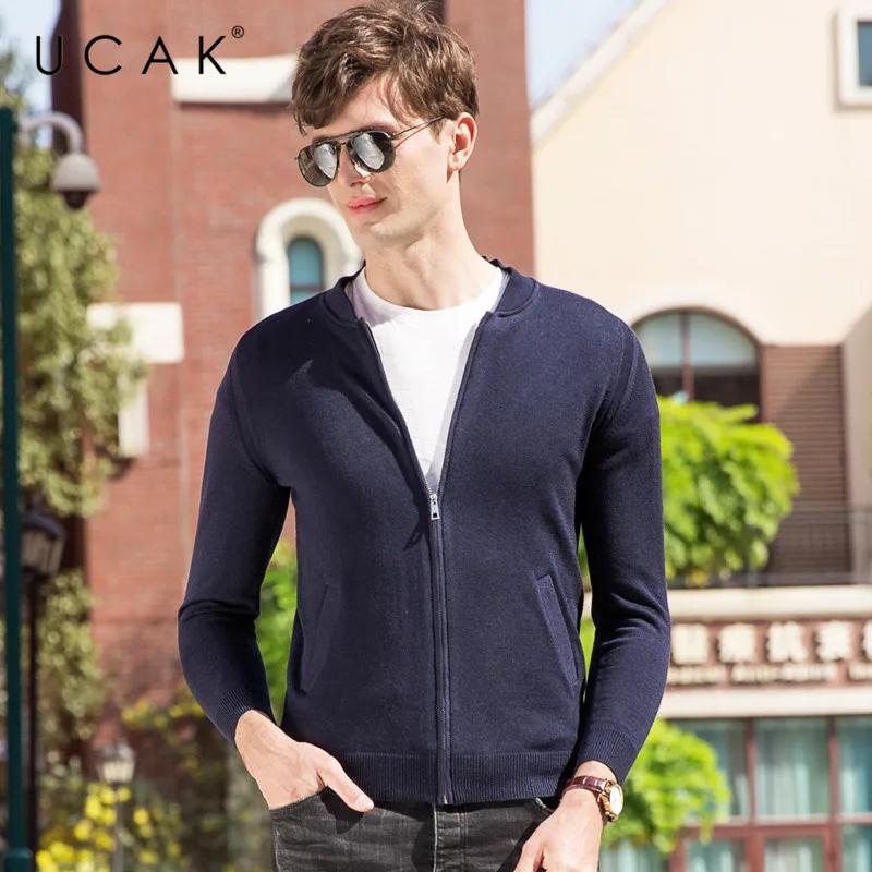 Flash Sale UCAK Brand Sweater Men Autumn Winter Cardigan Men Clothes 2019 New Arrival Streetwear Casual Coat Men Cotton Wool Knitwear U1016