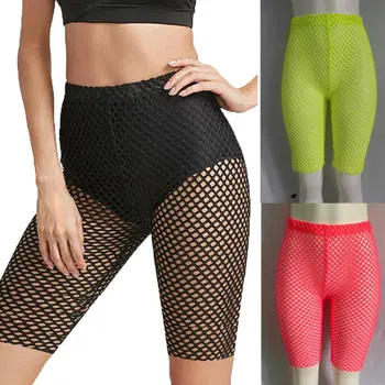 

Summer Women See Through Fishnet Shorts Legging Mesh Sheer Pant Cycling Bikini Cover Up