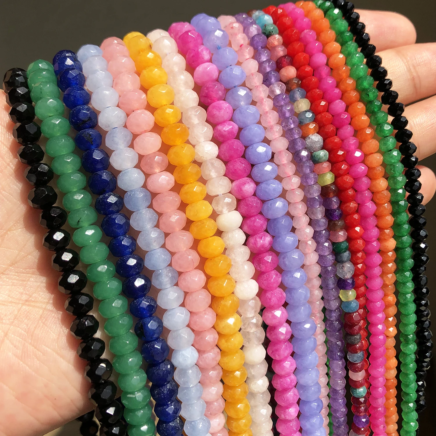 

Faceted Multicolor Agates Stone Beads Natural Loose Rondelle Spacer Beads For Jewelry Making DIY Bracelet Necklace Earrings
