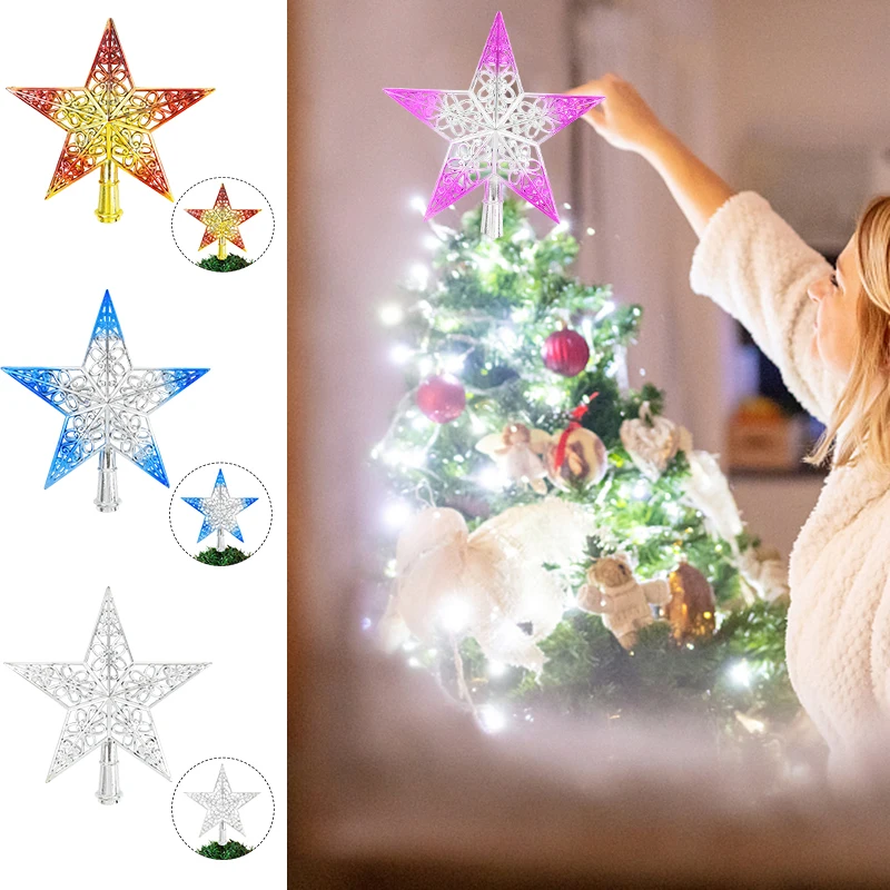 Estrella de purpurina para decoración del hogar, adornos y brillantes para árbol de Navidad, Feliz Año 1 unidad - AliExpress Hogar y jardín