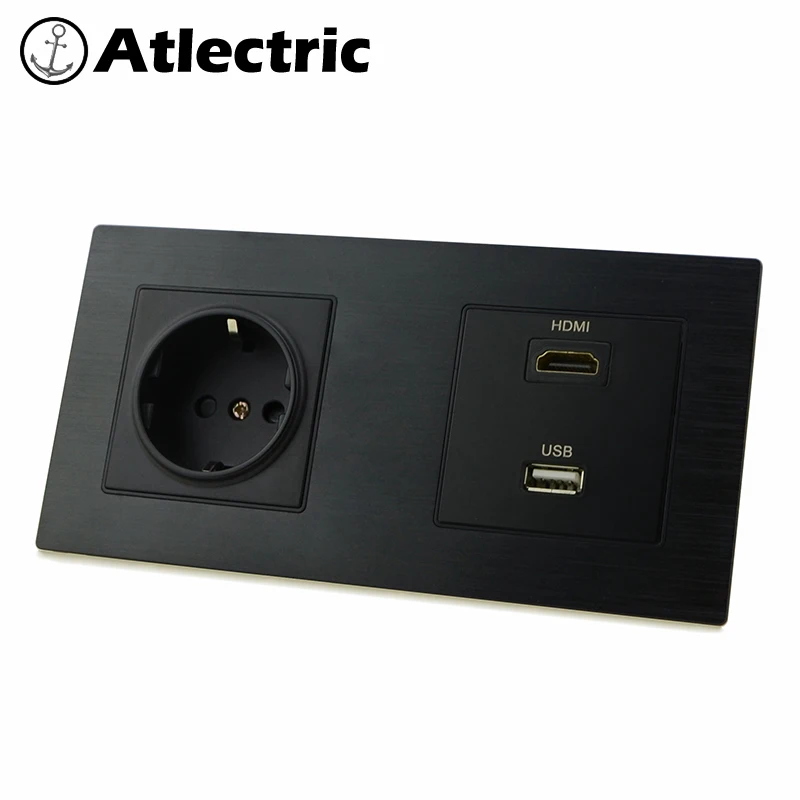 

Atlectric EU Standard Plug Wall Socket Electrical Outlet HDMI USB TV Port Socket Wall Power Socket Plastic Panel