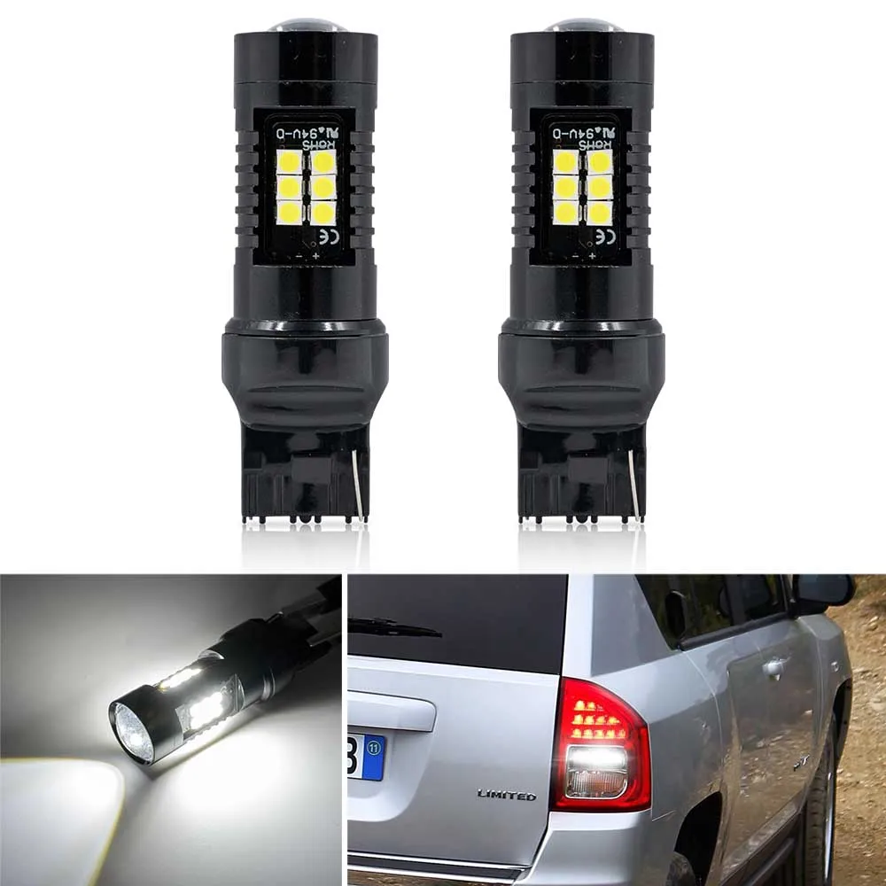2 шт. ксенон белый Canbus без ошибки T20 W21W 7440 7443 светодиодный лампы для Jeep Compass 2011-2016