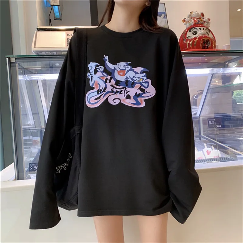 Lychee Harajuku дьявол Демон дух печати для женщин толстовка осень вырез лодочкой