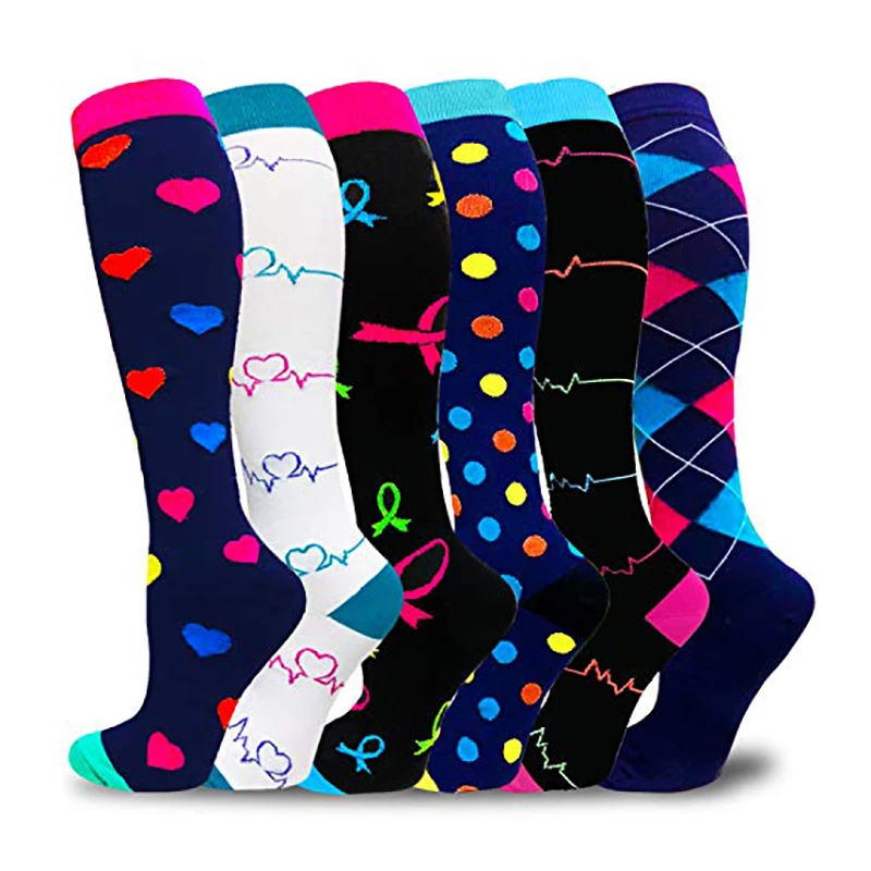 Brothock 6 Pairs Compression Socks Women Men Graduated 20-30 MmHg Stockings for Athletic Running Cycling Medical Nursing Socks