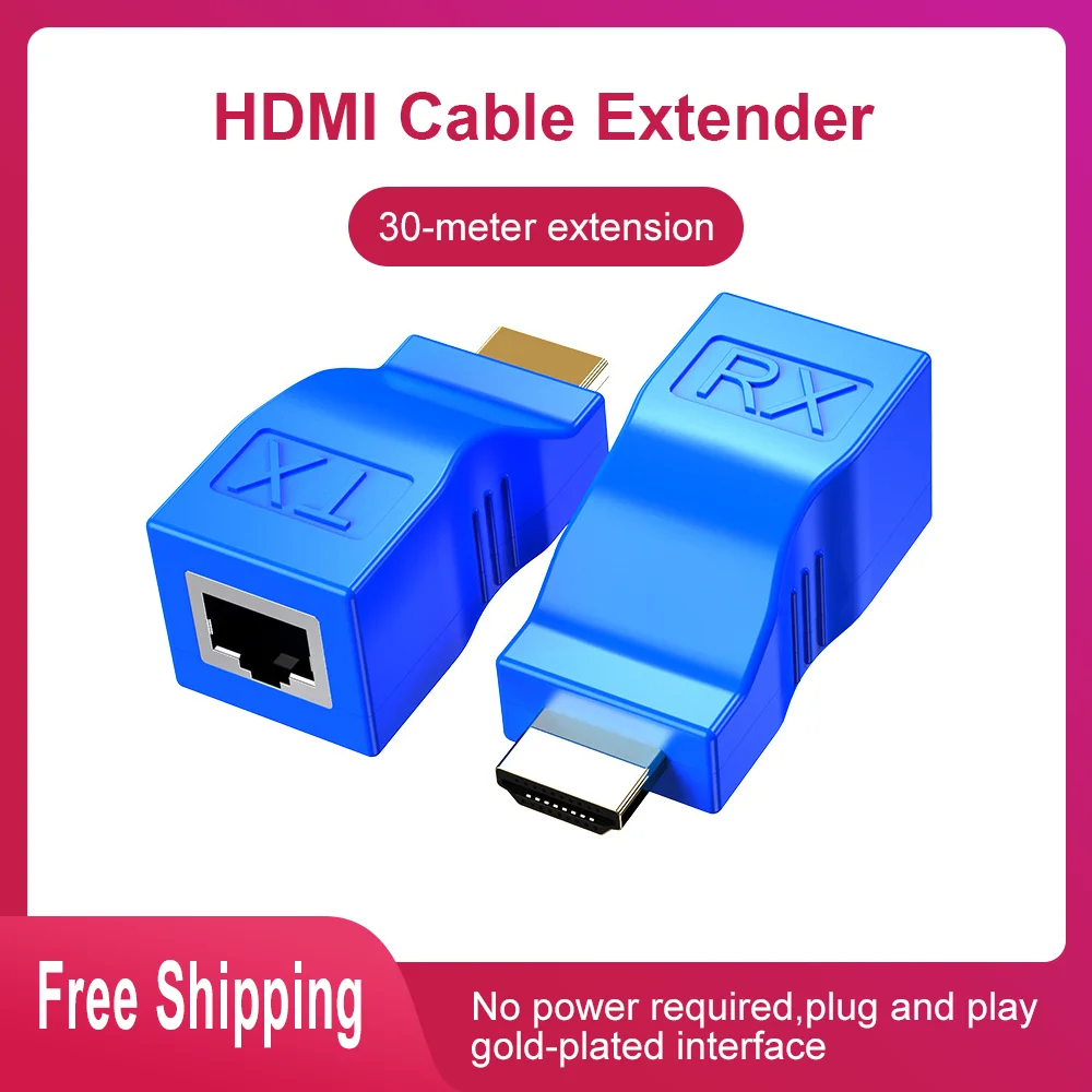 Удлинитель кабеля HDMI с помощью CAT5/6 вместо видеокабеля поддерживает подключение