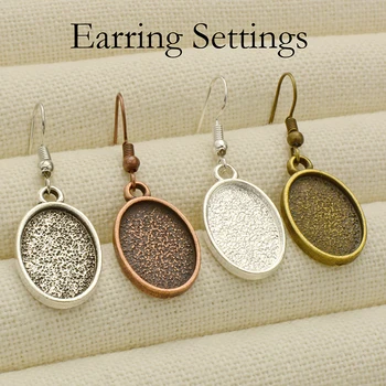 

50 pcs - Oval Earring Bases, 10x14mm and 13x18mm Earring Setting for Resin or Cabochon, Alloy Earring Bezel Blank Tray