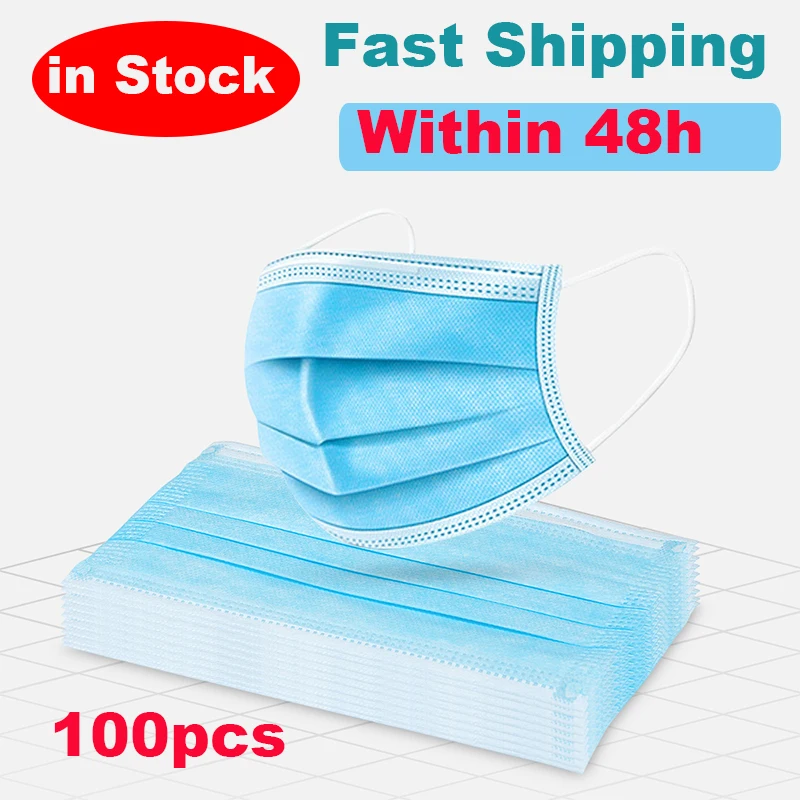 

100PCS Masks for dust protection Surgical Masks Disposable Face Masks with Elastic Ear Loop Disposable Dust Filter N03094