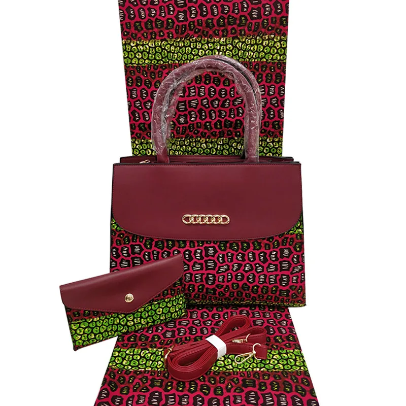 Африканская восковая Сумочка, набор, африканская восковая сумка с настоящей голландской вощеной тканью, 6 ярдов, хлопок, для женской сумки H1903250 - Цвет: 37
