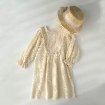 

Spring Autumn Baby Girl Party Dress Kids Girls Long Sleeve Lace Dresses Floral Embroidery Print Princess Dress