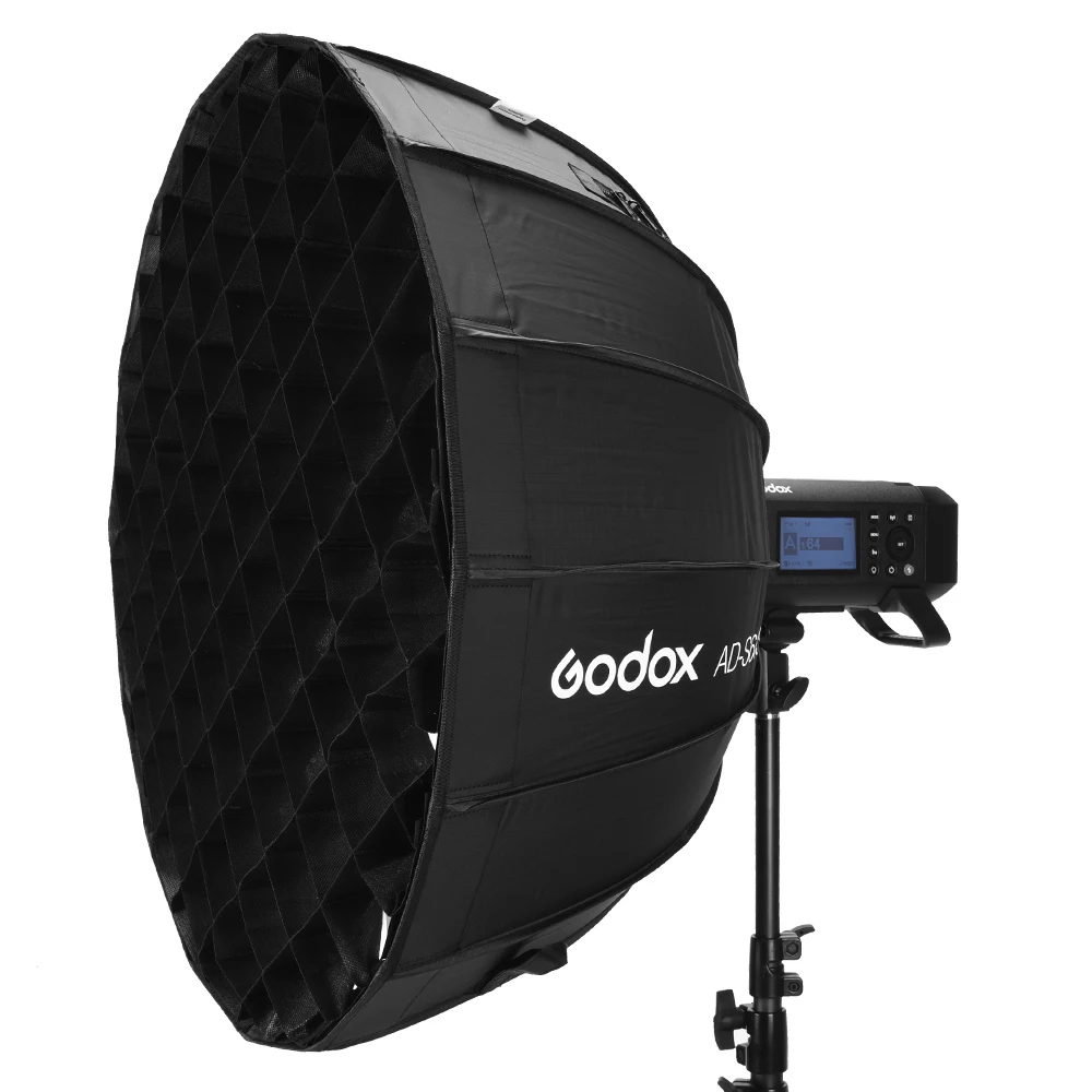 Godox AD-S65S 65 см/25,6 дюйма глубокий параболический софтбокс, крепление для Godox, Серебряный Отражатель, сотовая сетка для вспышки Godox AD400Pro