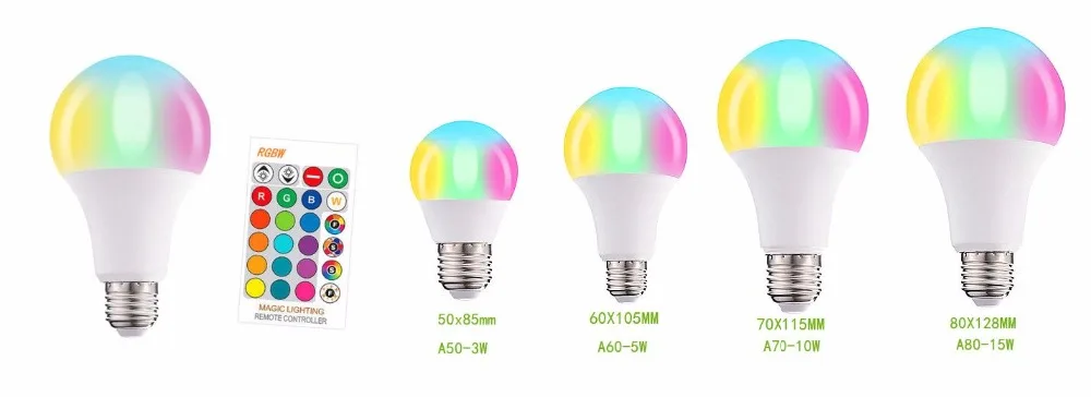 GBKOF 3W 5W 7W 10W 12W 15W RGB LED Bulb E27 E14 AC110V 220V LED lamp with Remote Control Dimmer Holiday Colorful Night lighting