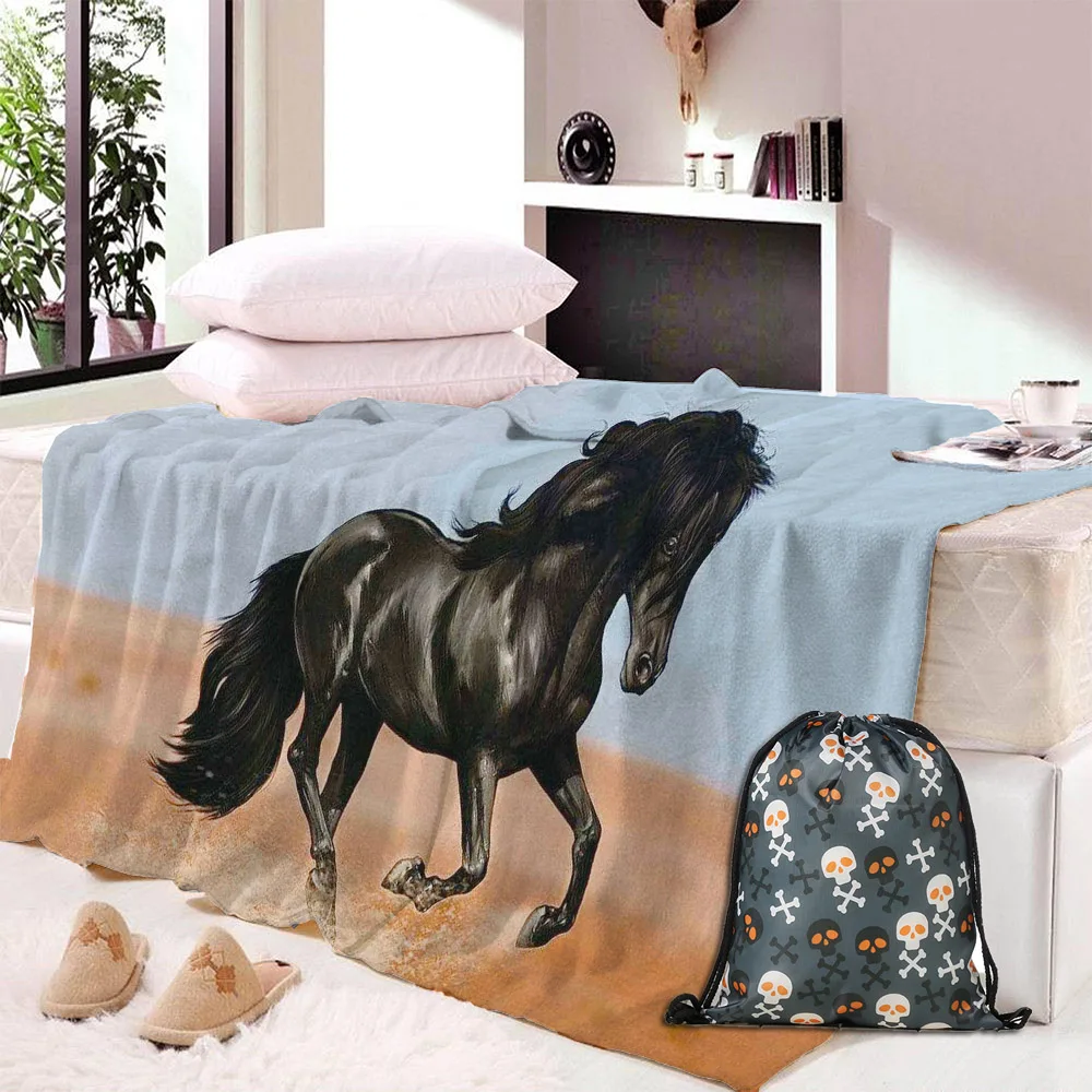 

Brown Horses 3D Printed Washable Blanket for Adult Child Sofa Quilt Warm Wearable Fleece Throw Blanket Home Office